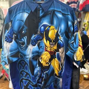2001 MARVEL Wolverine YELLOW JACKET VINTAGE BUTTON DOWN SHIRT